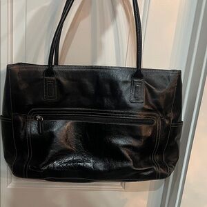 Fossil Black Leather Laptop Bag